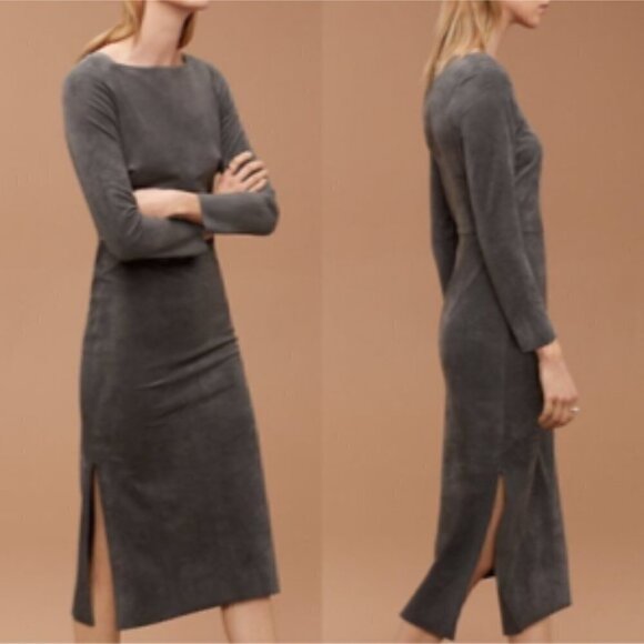 Aritzia Wilfred Free Abma Faux Suede Dress Structured Vegan Suede  Pencil Dress - Picture 1 of 9